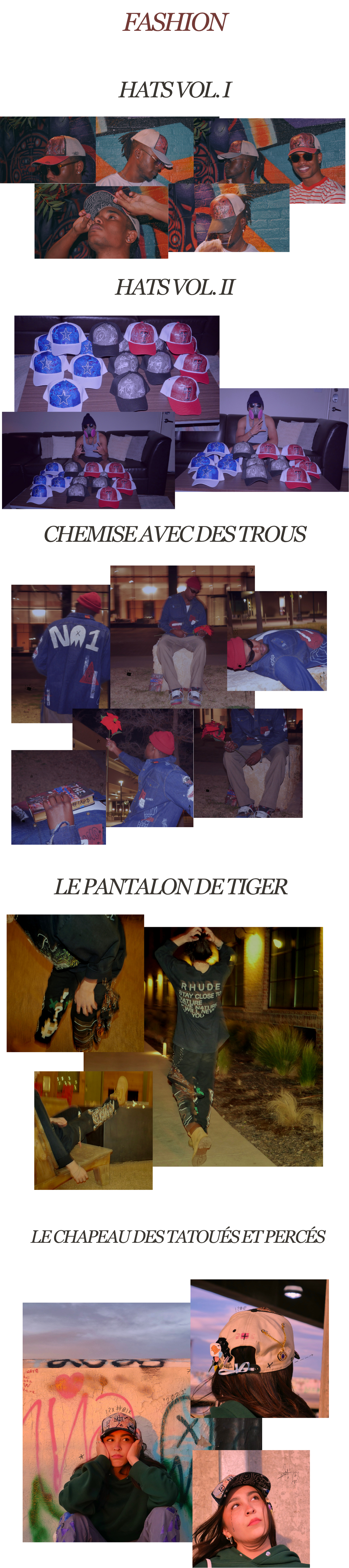 No1s Universe fashion board featuring Hats Vol. I, Hats Vol. II, Chemise Avec Des Trous, Le Pantalon De Tiger, and Le Chapeau Des Tatoues Et Perces